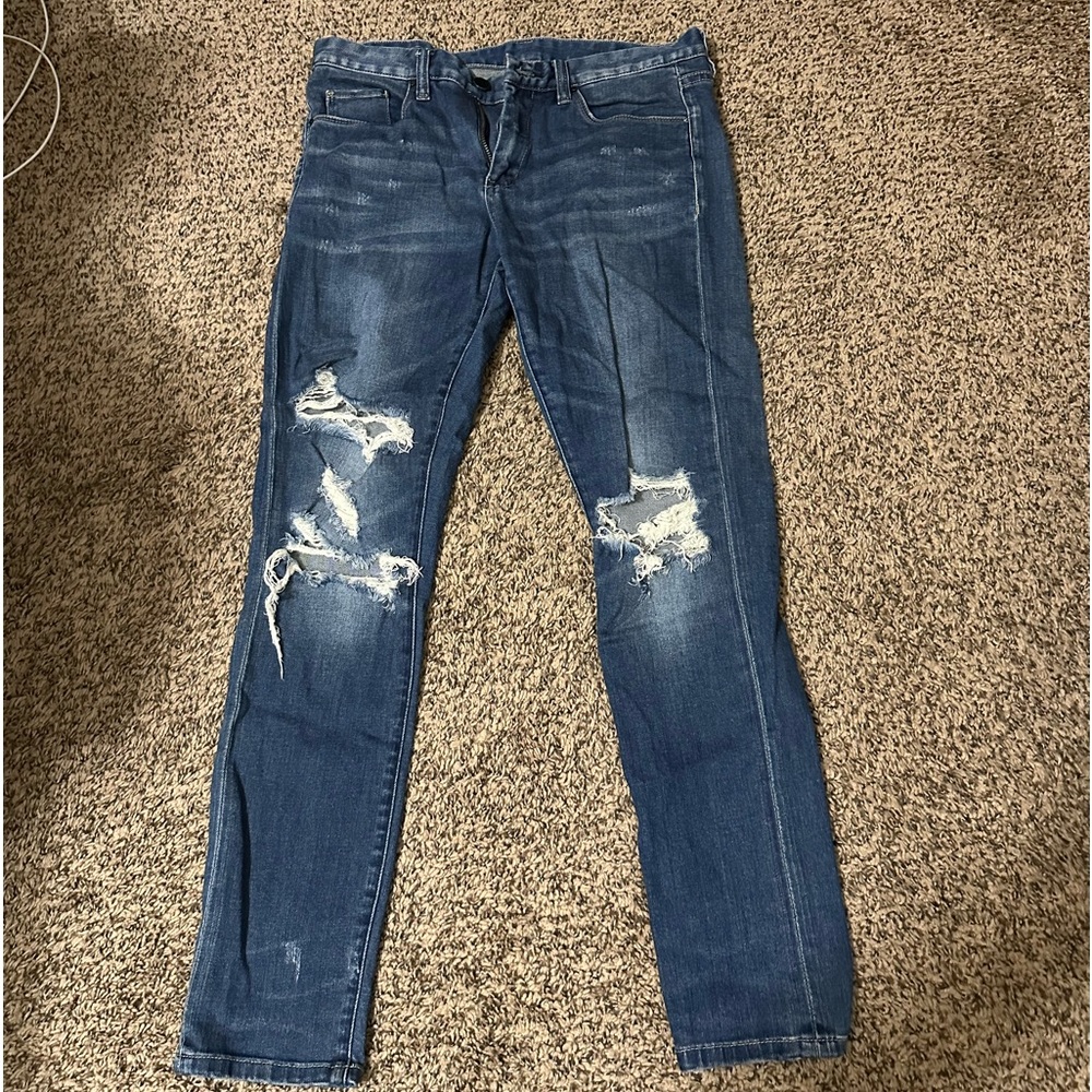 Dark wash distressed skinny jeans. Size 27. Blank NYC